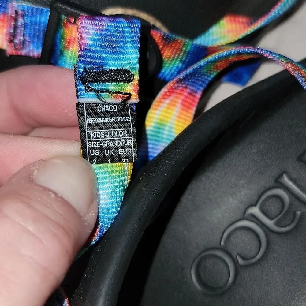 New Chaco Chillos Tie Dye Adjustable Strap Performance Sport Sandals Size Kids 2